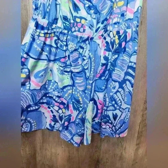 Lilly Pulitzer La Fortuna Blue Peri Pinch Romper Womens Off The Shoulder Sz 2XS - Picture 9 of 11
